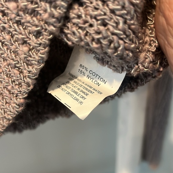 Anthropologie Friend of Mine crop textured neutral taupe stretch sweater small - Picture 6 of 8